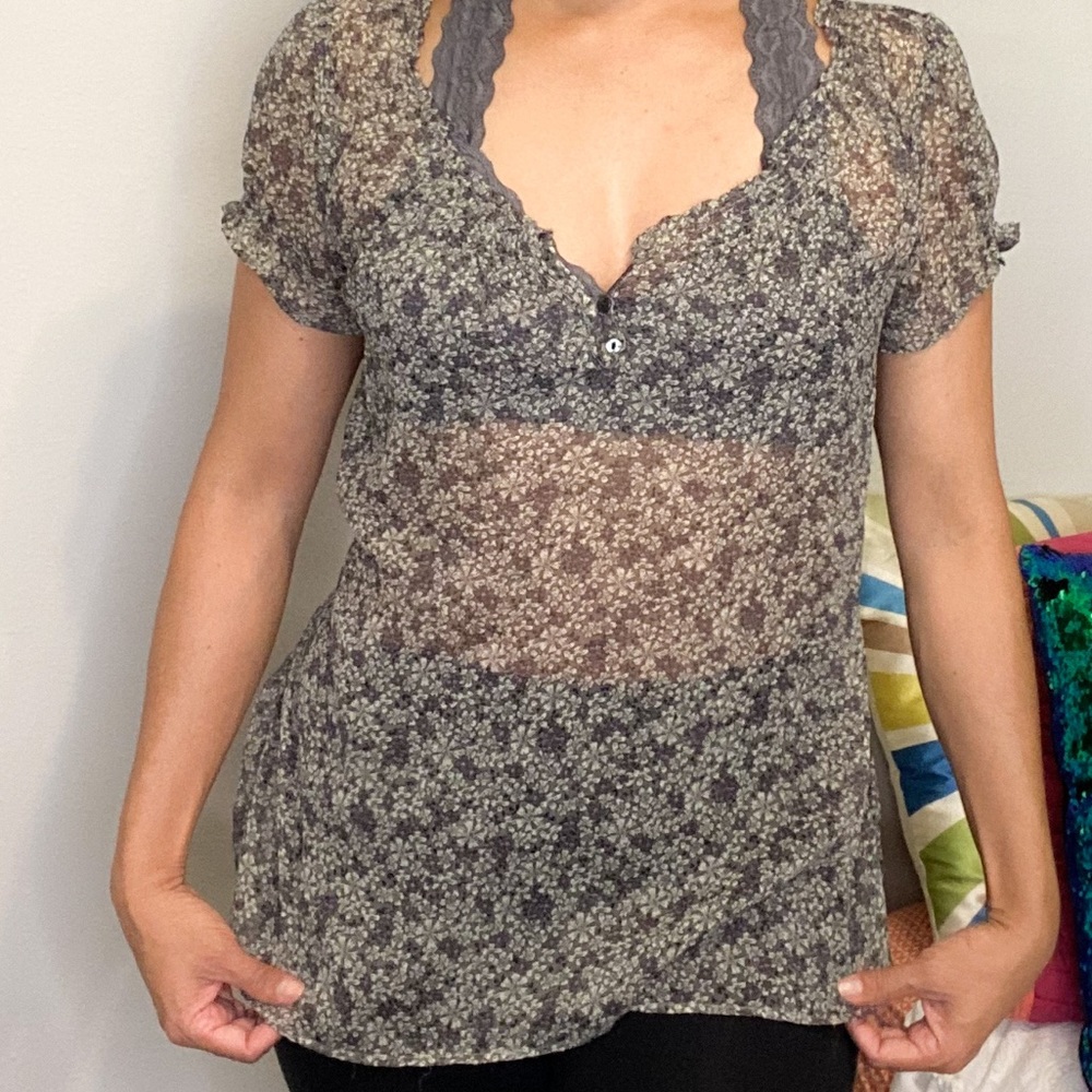 Converse Large see through floral top